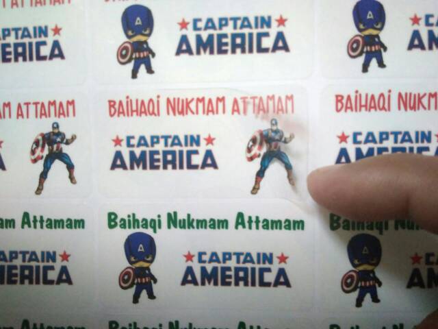 Stiker nama waterproof bahan transparan / bening