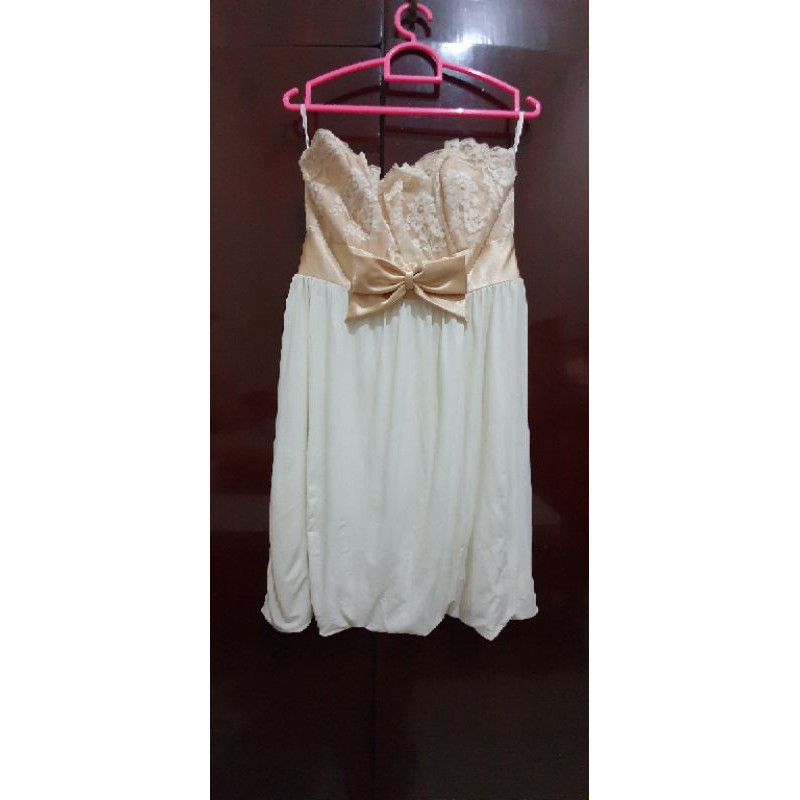 Dress Party Wanita White Nude Made in USA Jessica McClintock