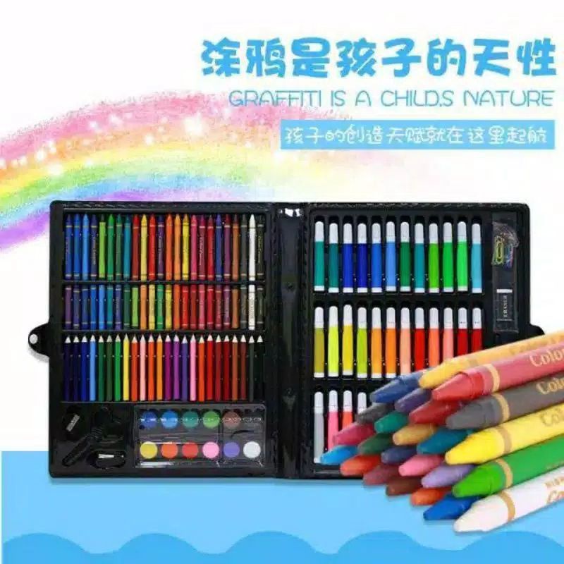 crayon set mewarnai melukis pensil warna isi 150 pcs/ alat tulis anak