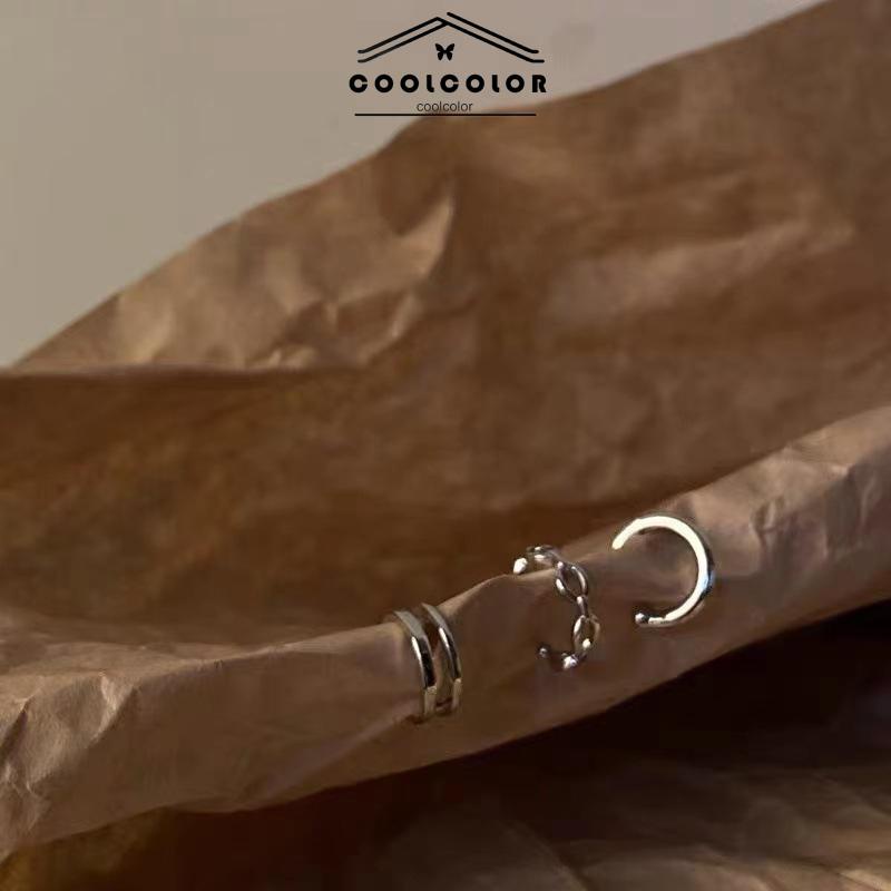 COD✨3PCS/SET Anting Kombinasi Set Klip Telinga Tanpa Lubang Telinga Wanita Niche High-end Bahasa Perancis Retro Telinga Tulang Klip- cl