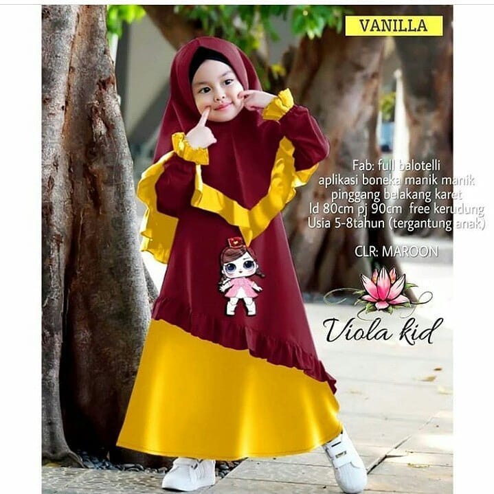 VIOLA SYARI KIDS Gamis Anak 6-8 tahun Panjang Trendy 2021