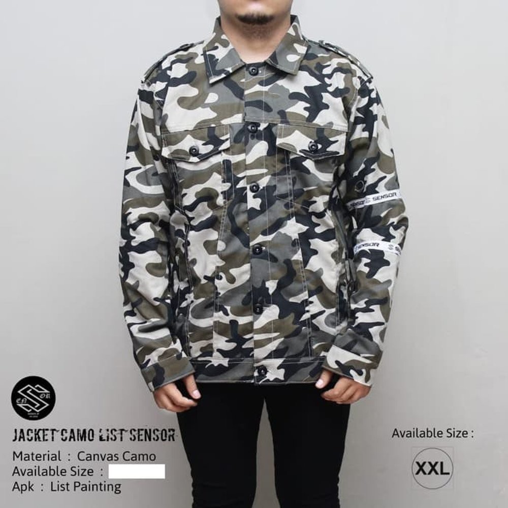 TERLARIS Jaket Pria Sensor Semi Parka Jumbo XXL Loreng Camo Jaket Distro Super Elegant Jaket Keren