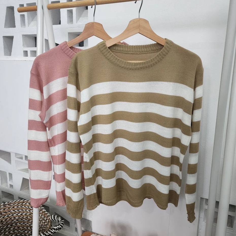 Adera Blasterr Sweater Rajut Atasan Wanita Warna Soft Gaya Kekinian