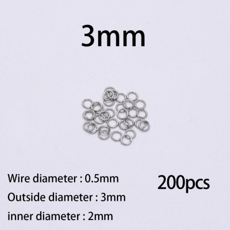 200pcs/Ring Bulat Kecil 3mm/pengait kalung/Ring kalung