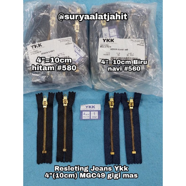 Resleting Jeans Ykk 4in/10cm MGC-49 gigi mas =rp.35.500/12pcs