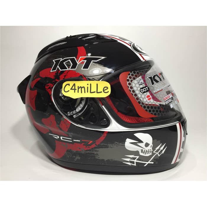 HELM KYT RC7 RC 7 MOTIF 13 WHITE BLACK RED FULL FACE