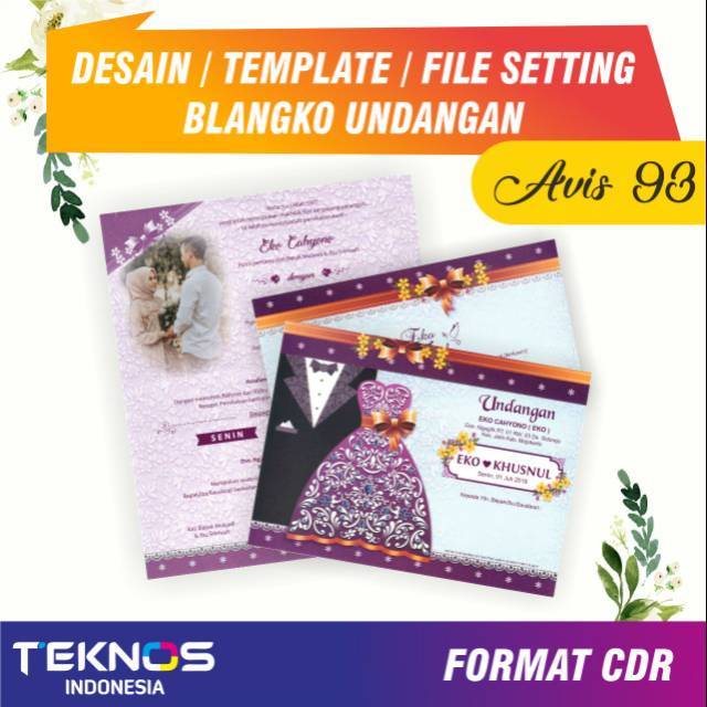 DESAIN UNDANGAN PERNIKAHAN - TEMPLATE UNDANGAN BLANGKO AVIS 93 - DESAIN UNDANGAN