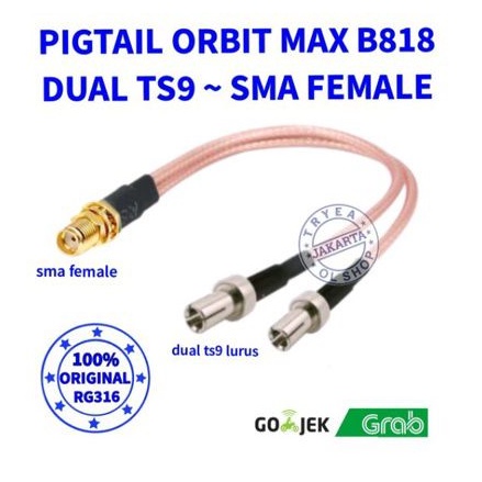 PIGTAIL ORBIT MAX B818 DUAL TS9 SMA FEMALE RG316