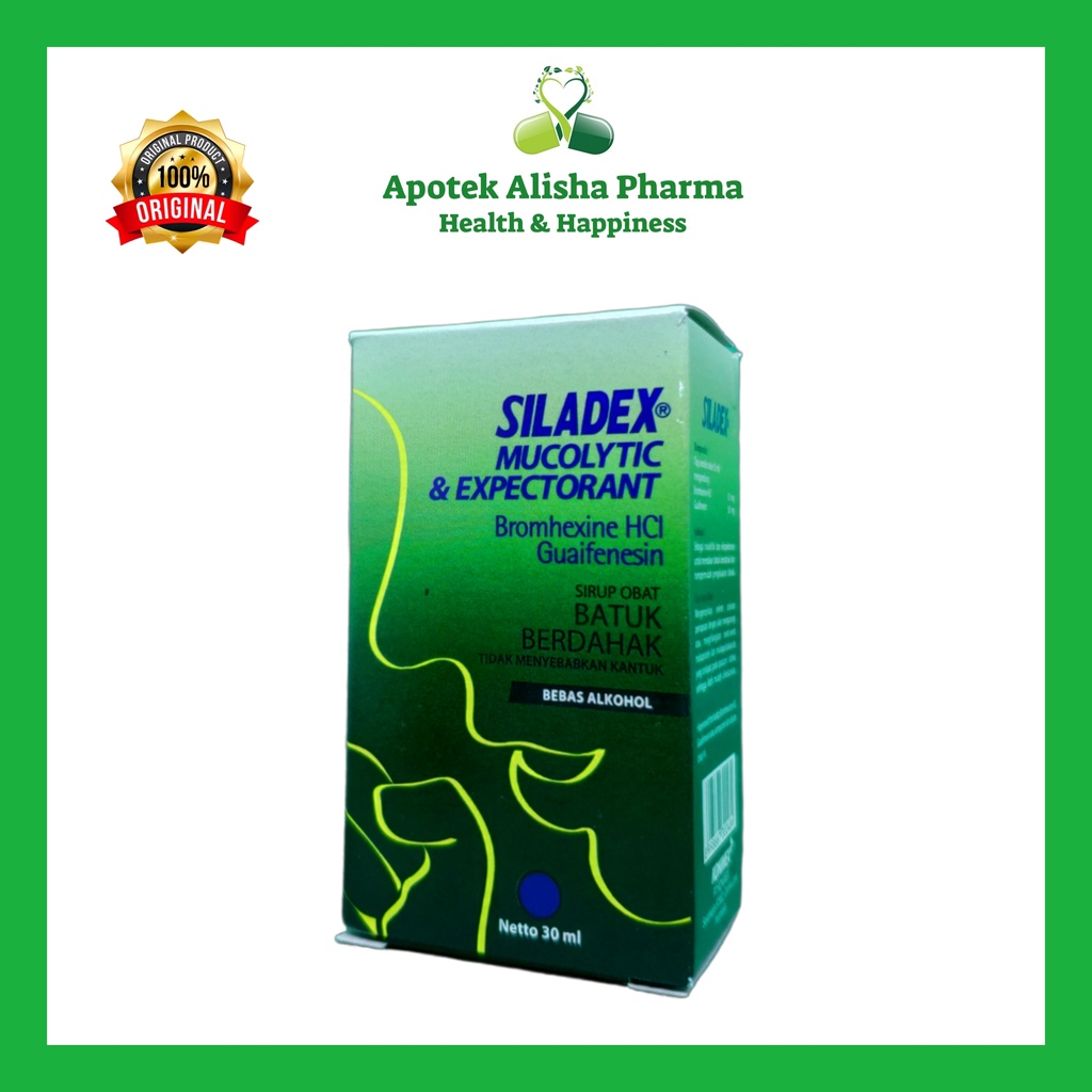 SILADEX MUCOLYTIC EXPECTORANT SYRUP 30/60ml-Siladex Hijau Sirup Obat Batuk Berdahak/Siladek ME Hijau Sirup