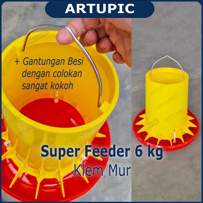 Super Feeder 6 Kg KELIPATAN 5 PCS Tempat Makan Ayam Klem Mur Pedaging Broiler 6kg Artupic