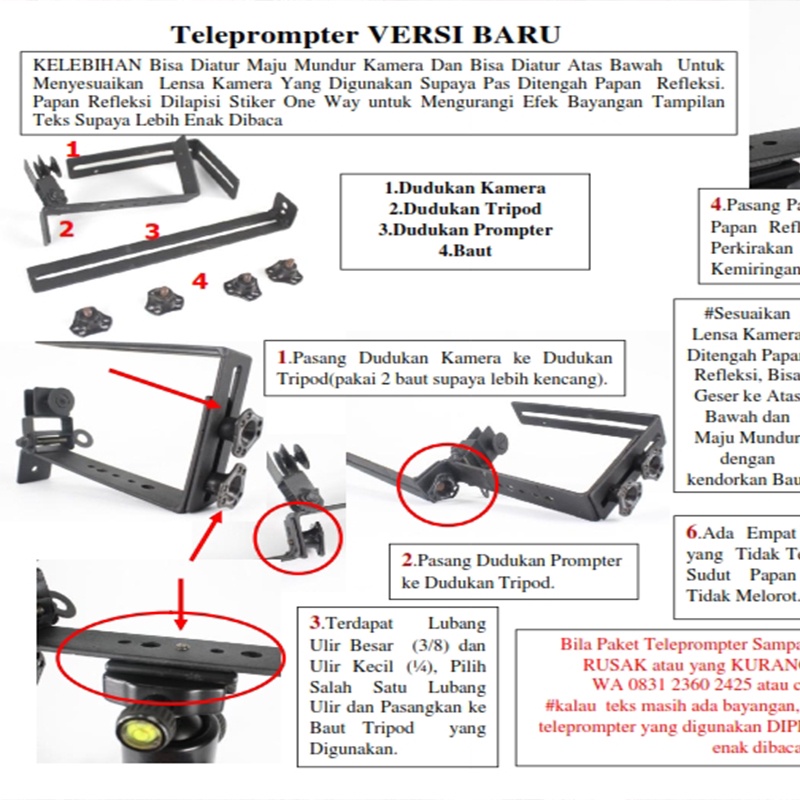 Standar Teleprompter 14&quot; HP Android IOS Action Cam Mirrorless DSLR ARTechno DIY