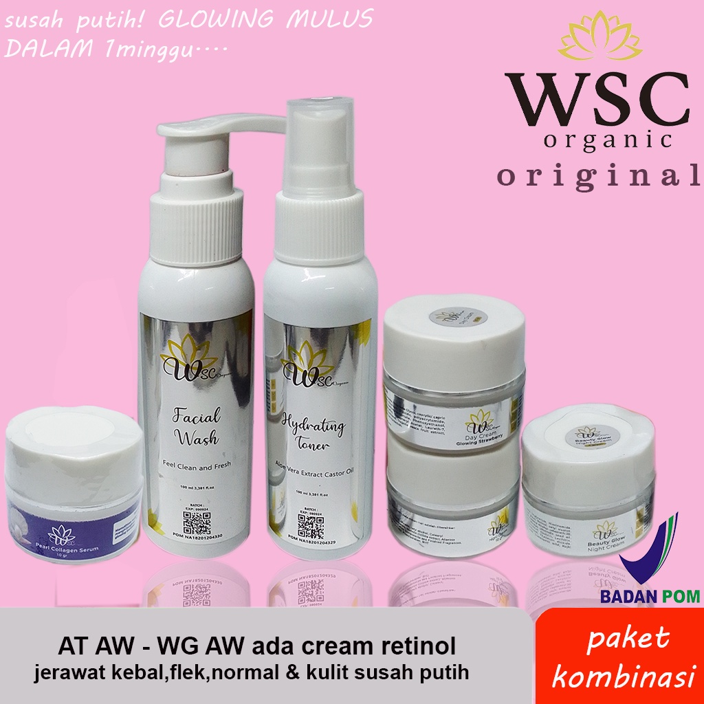 Wsc organic skincare paket kombinasi wsc organik skincare at aw wg aw paket flek normal jerawat big atau mini