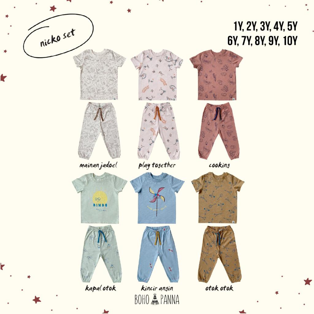 BOHOPANNA  set size 1-5 tahun - setelan / piyama anak unisex / Pajama Set Baju Tidur Anak