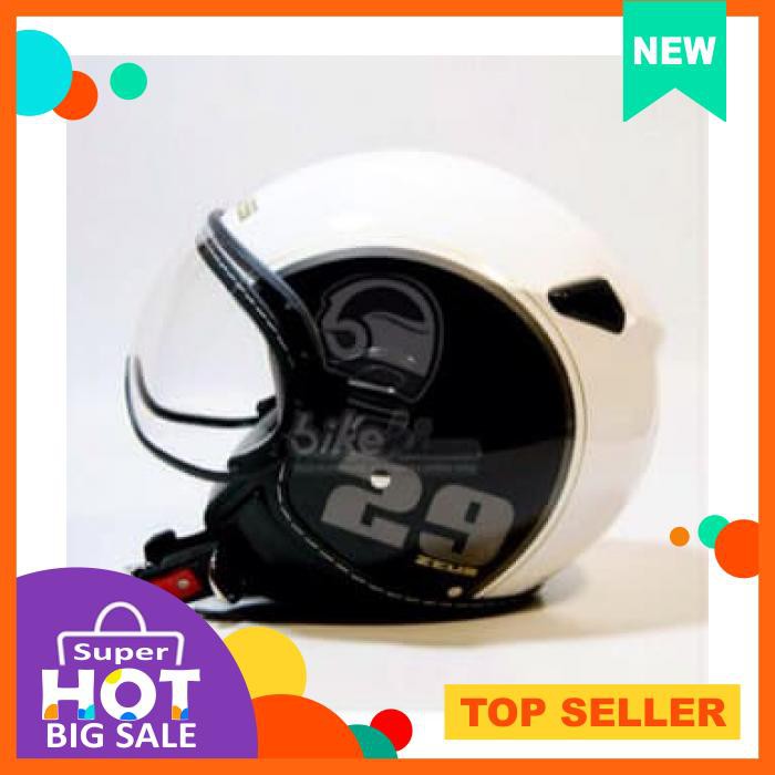 Zeus 210 Helm Retro Import Motif 29 Black White Hitam Putih Grosir