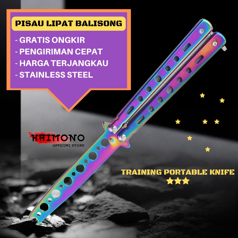 Butterfly Knife Knifezer Balisong Trainer Pisau Lipat Training Latihan Tumpul Pemula Baja Kecil Saku