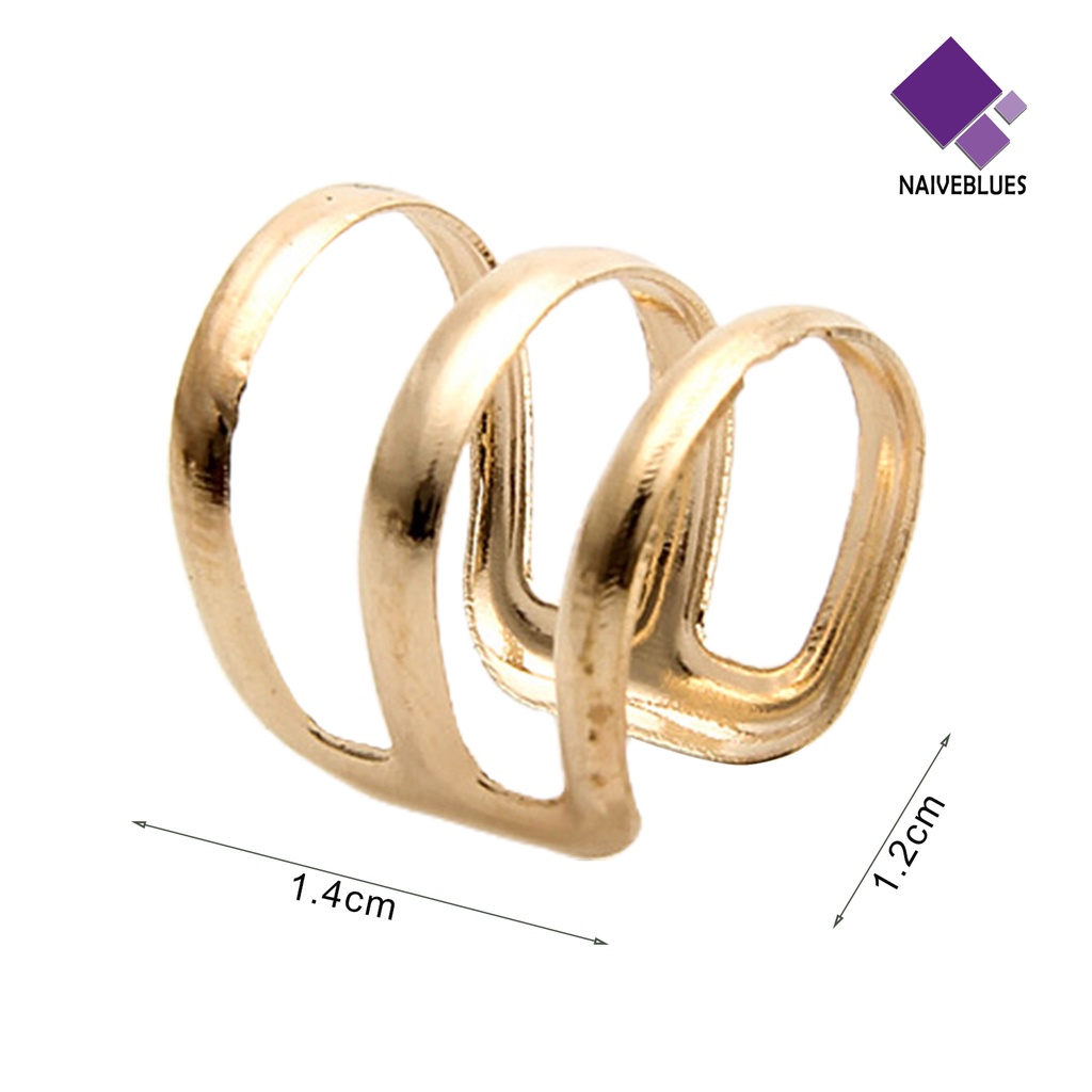 Naiveblue &gt; 1Pc Cincin Terbuka Adjustable 3 Ring Untuk Wanita