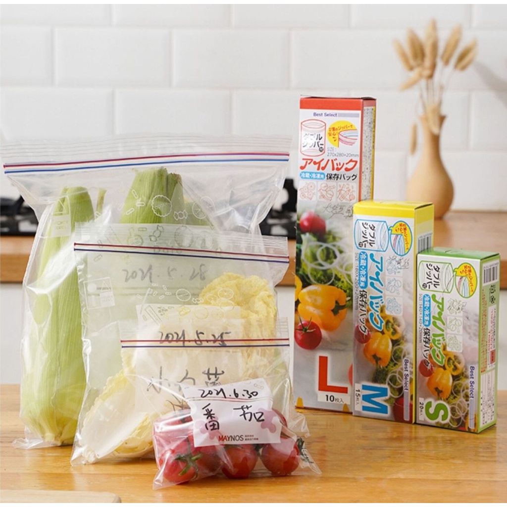 KANTONG PLASTIK ZIPLOCK Klip Reusable Tempat Penyimpanan Makanan Buah Sayur Organizer Kulkas zipper