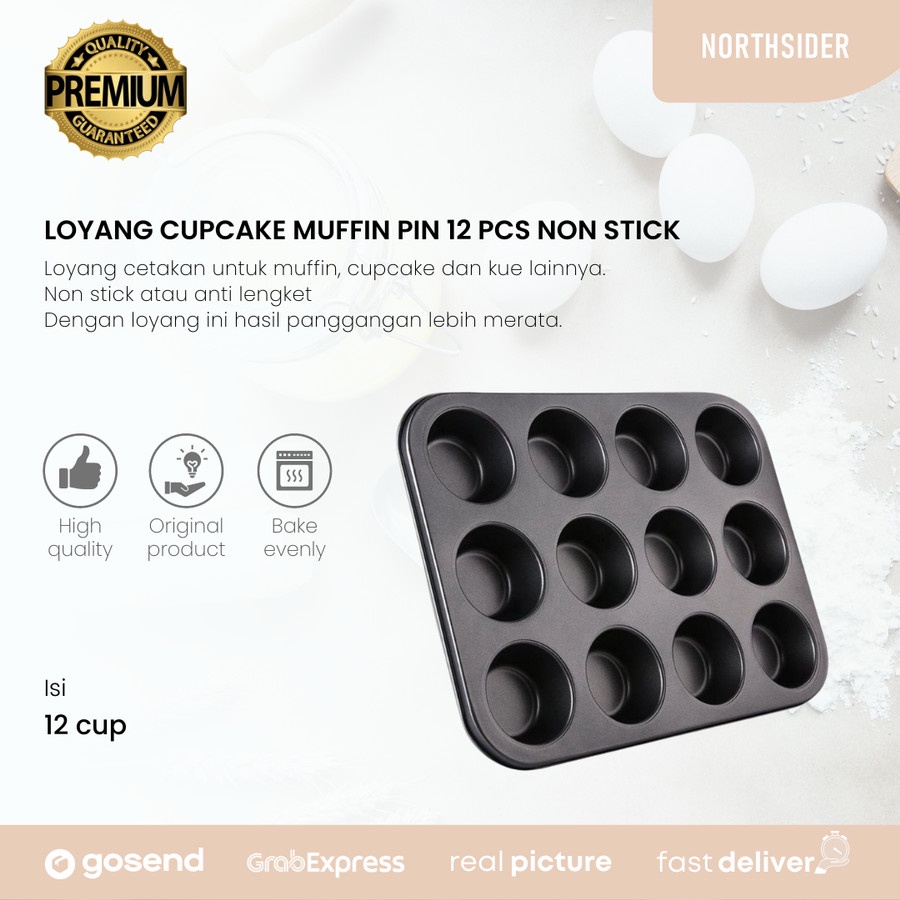 LOYANG CUPCAKE MUFFIN PAN 12 PCS NON STICK ANTI LENGKET