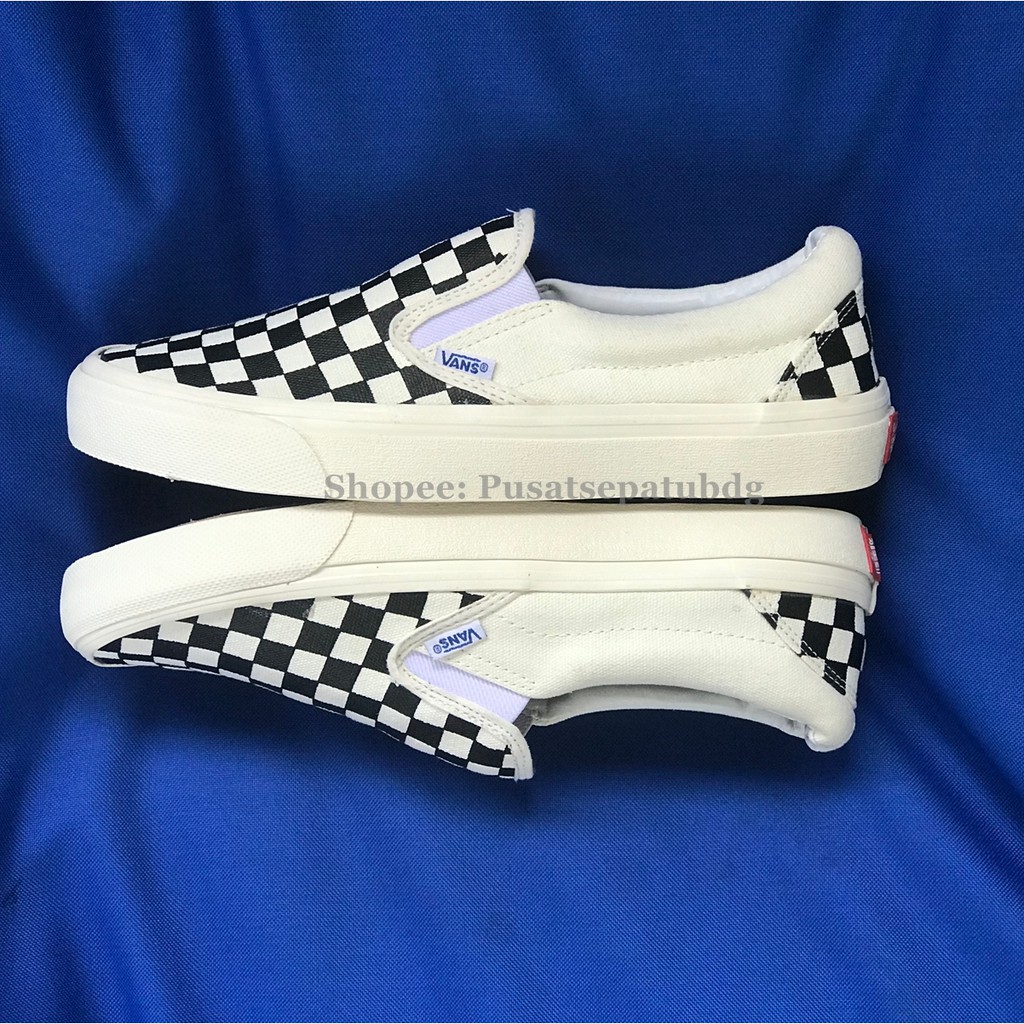 Sepatu Vans Slip On Premium Checkerboard Black White