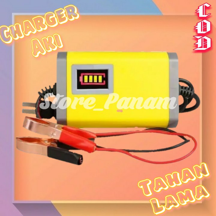  BISA  COD Charger Aki  Motor  Mobil EU plug 12V 2A LED Basah 