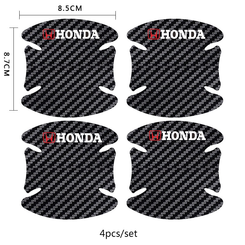 8pcs Stiker Pelindung Handle Mangkuk Bahan Carbon fiber Untuk Honda