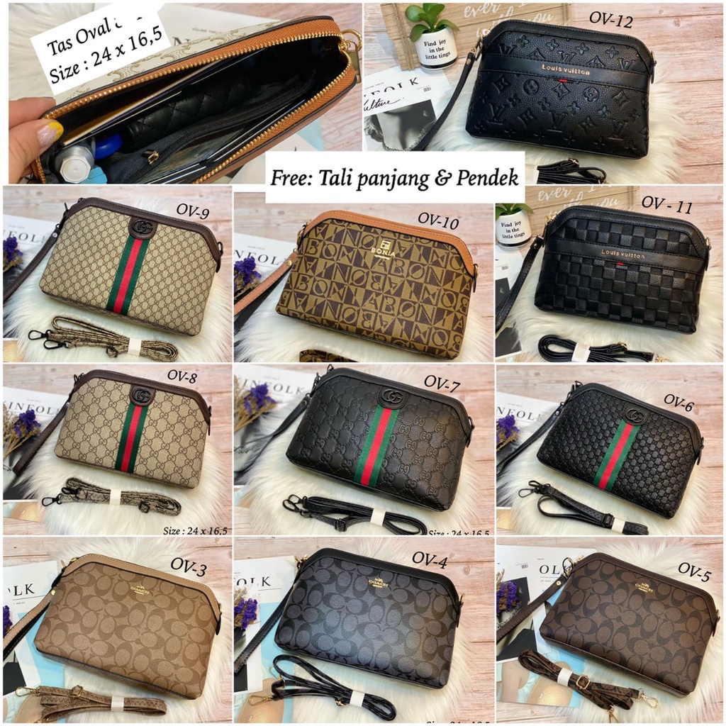 tas oval slempang uk 24x16 cm import terkini