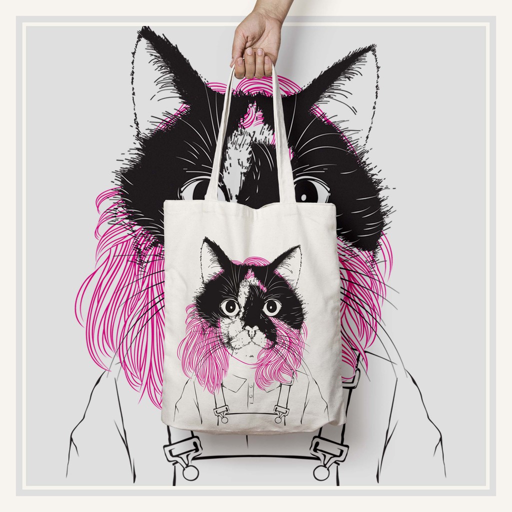 Tote Bag Kanvas Cat Mask