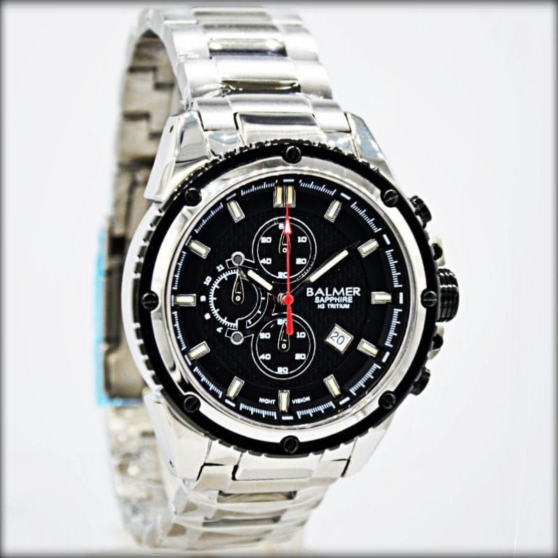BALMER JAM TANGAN ORIGINAL B.7847 MS FASHION CHRONOGRAPH BLACK SILVER