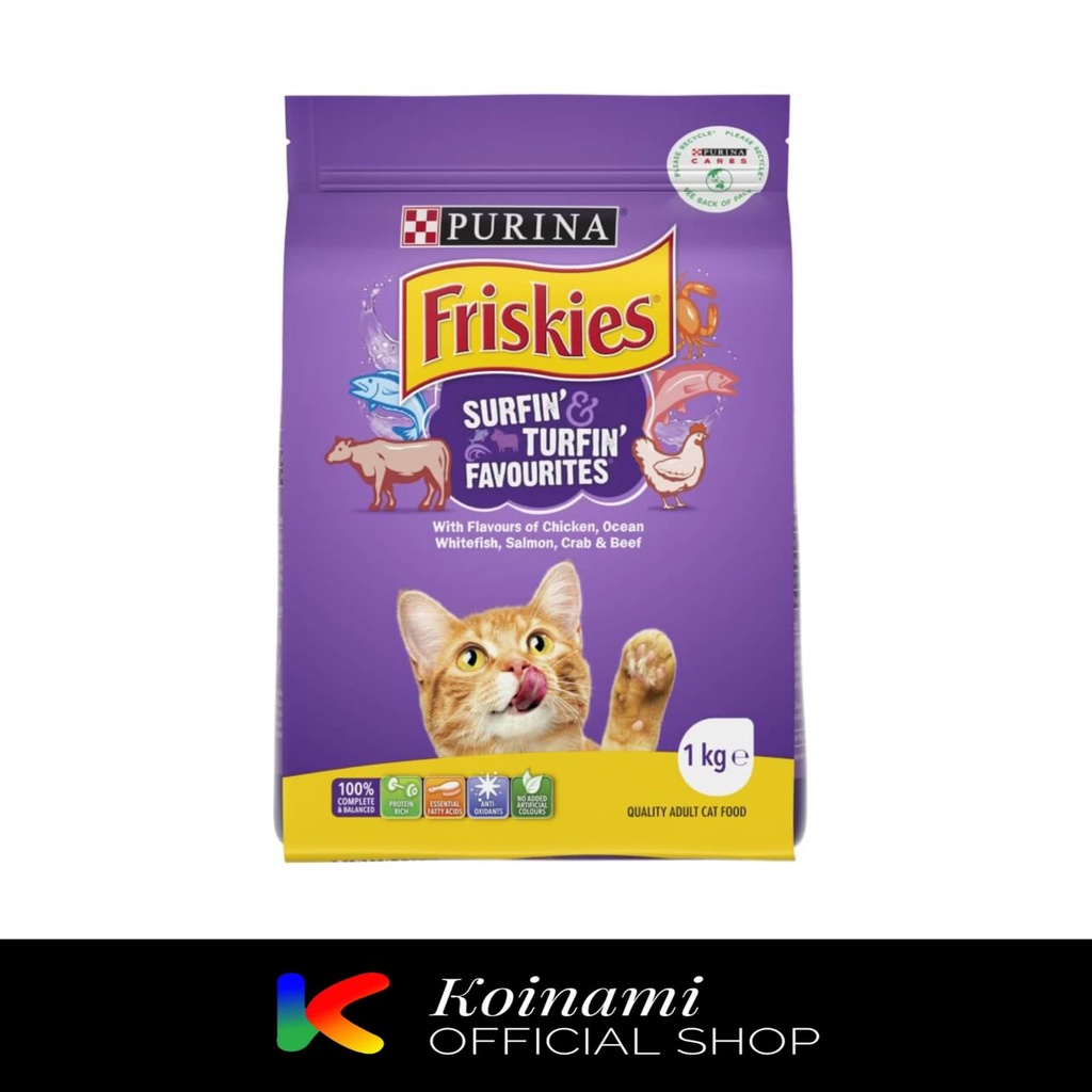 Friskies Surfin Adult Favourites 1.1 kg / Makanan Kucing Kering / Snack Kucing / Makanan Kucing Tuna