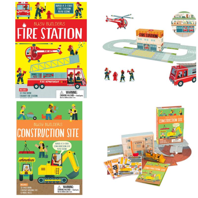 Busy Builders Fire Station Construction Site Silver Dolphin Books Set Box