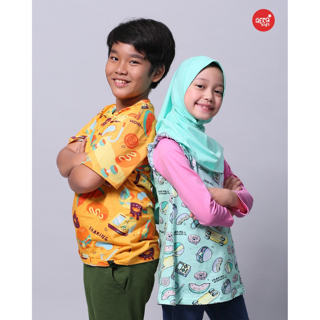 Kaos Tunik Anak Muslim Afrakids AF301 &quot;Sharing Is Wonderful&quot;