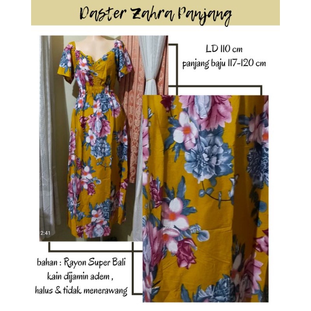 Daster Zahra panjang //Daster Zahra //Zahra panjang Rayon Bali //Daster Bali