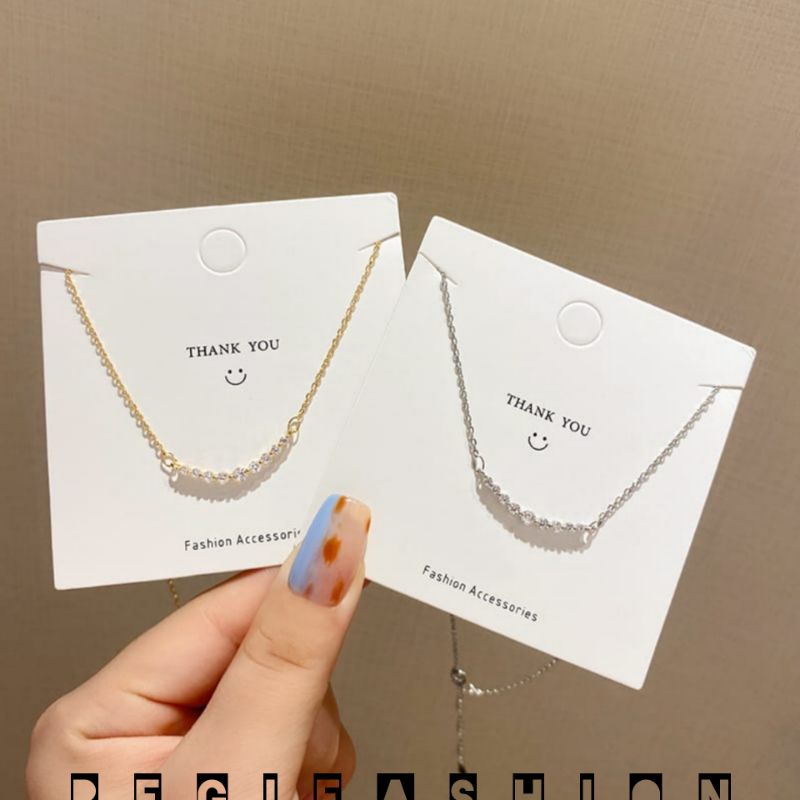 KALUNG WANITA TITANIUM RANTAI LIONTIN SMILE PERMATA KALUNG WANITA KOREA TERLARIS ANTI KARAT