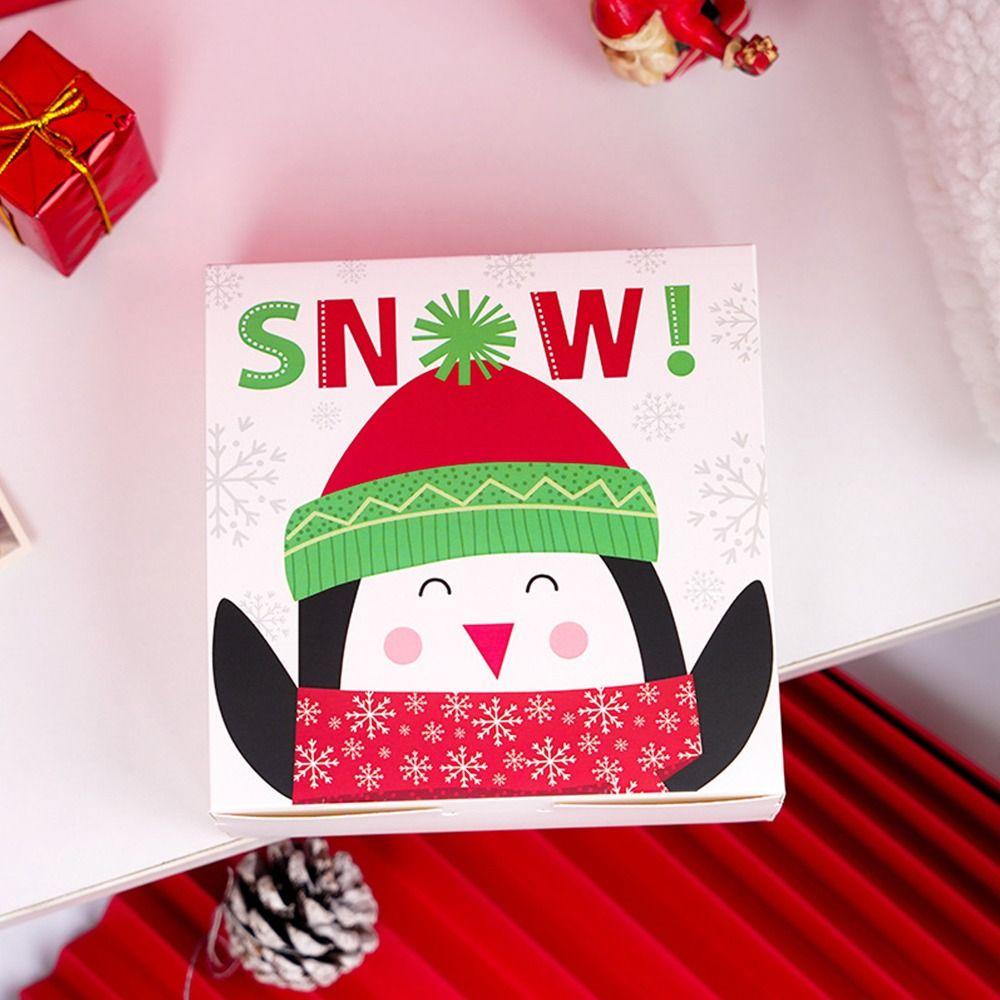 Preva Kotak Hadiah Natal Party Decor Cookie Box Snowman Printed Merry Christmas