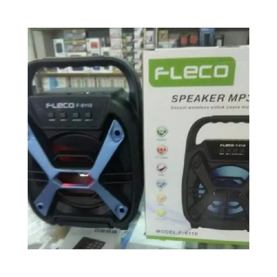 Speaker Karaoke Bluetooth Fleco F-6110 Gratis Microphone Extra Bass