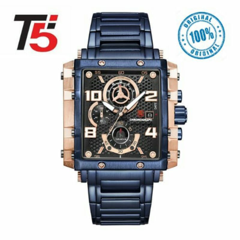 Jam tangan pria T5 H3802 original tali rantai T5 H 3802 garansi