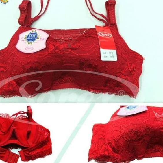 ☻ Bra Kemben Renda Brukat Tali Leher Kawat 34-40 Sorex 9812 - Abu-abu, 38 ™
