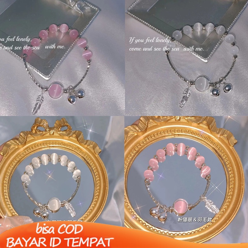 COD❤️Korea Opal Pasangan Pacar Wanita Gelang Sederhana Gelang Lonceng Mewah Murah Import Aksesoris Perhiasan Ready Stock