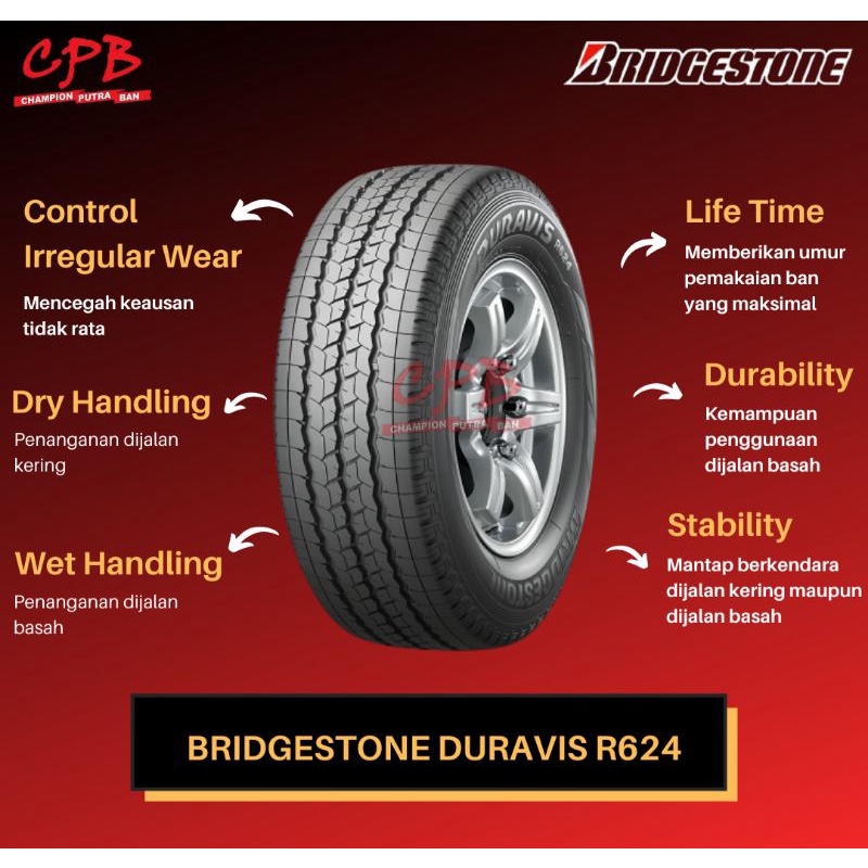 BAN MOBIL 195 R14 BRIDGESTONE DURAVIS 8PR BAN MUATAN