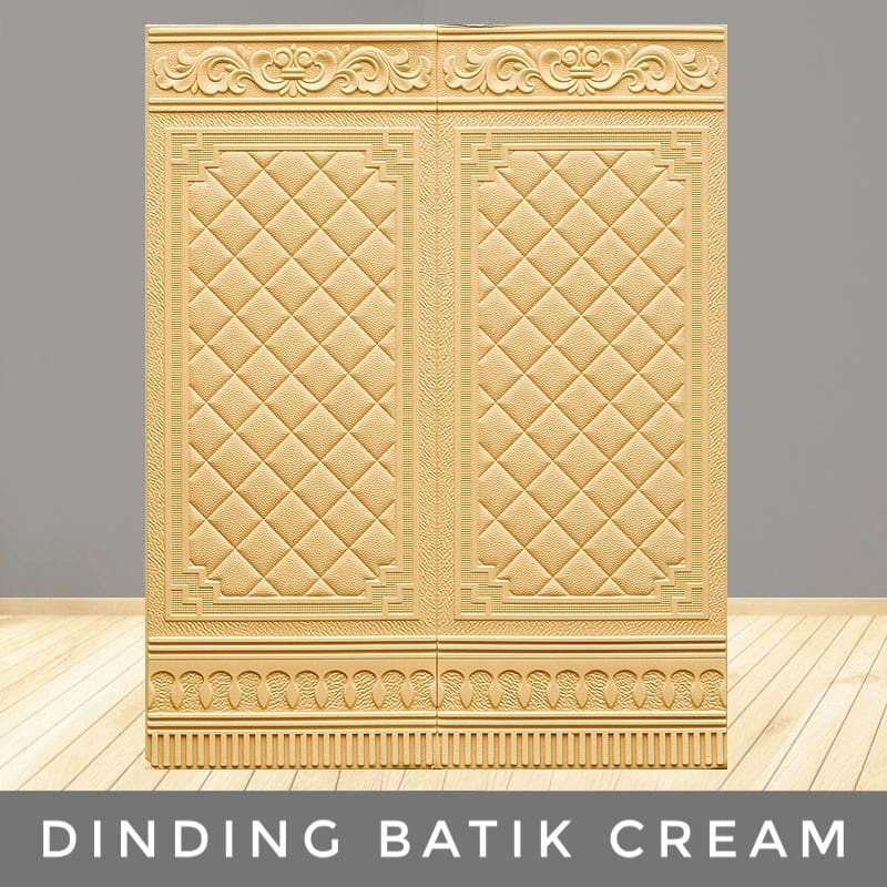READY SEMUA WARNA [TEBAL] Wallpaper 3D Foam Tembok Dinding Motif Pintu Jendela/Stiker Foam 3D Dinding Dekorasi Ruangan-Dinding~Batik Cream