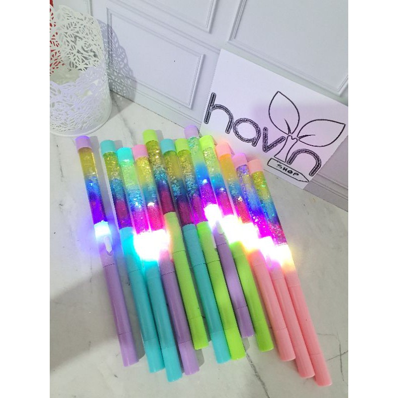 (12pc) PEN GEL ada AIR MANIK/PEN ADA AIR MANIK LAMPU LED-2