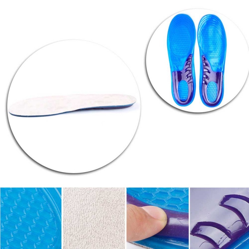 Alas Kaki Sol Sepatu Empuk Gel Penyerap Kejut Lengkungan Orthotic Biru