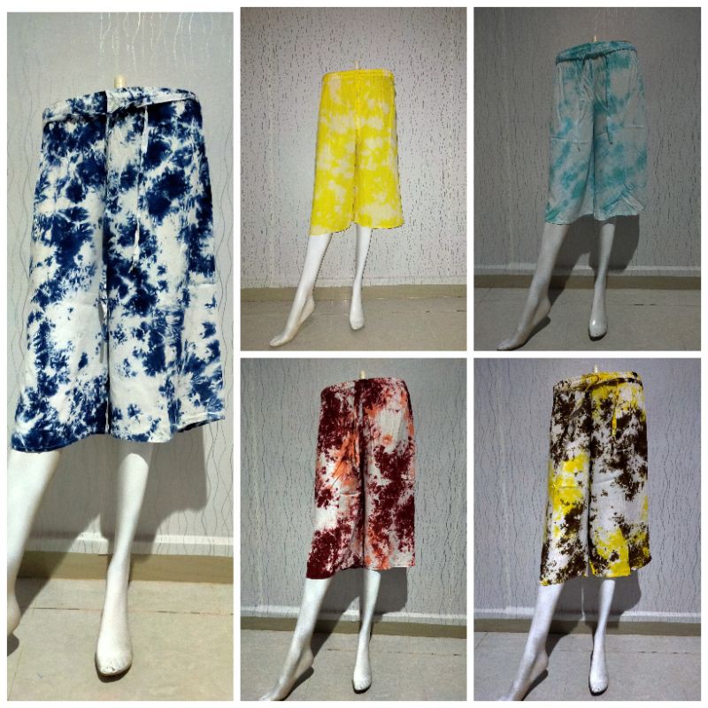 celana kulot tie dye pendek khas bali