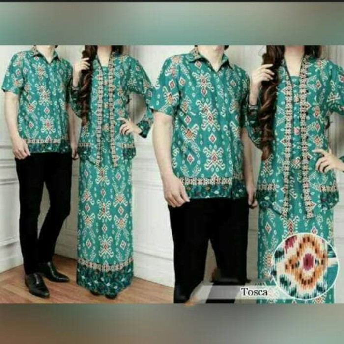couple soraya biru baju pasangan sarimbit batik moder zoya