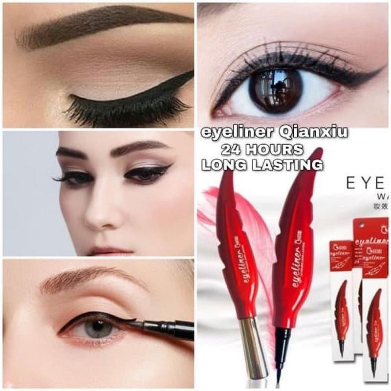 EYELINER DAUN QIANXIU - EYELINER LIQUID WATERPROOF SPIDOL QIAN XIU HITAM SAYAP - WING BLACK