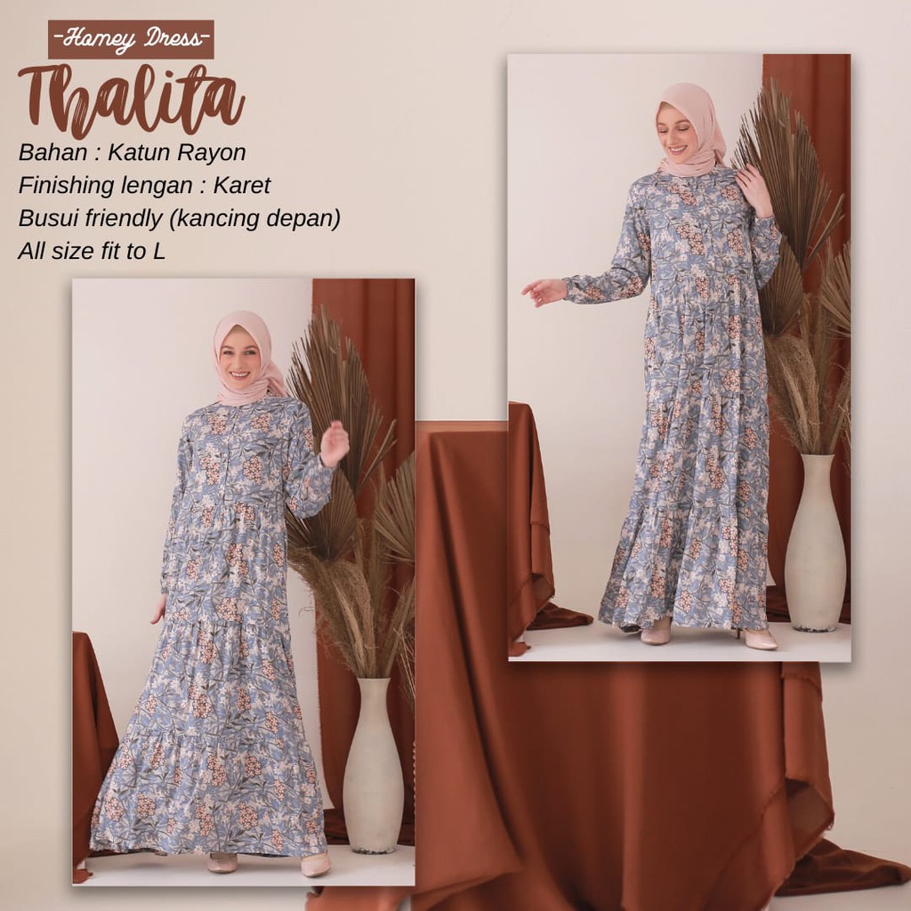 Homey Dress Rayon THALITA Gamis Dewasa Motif