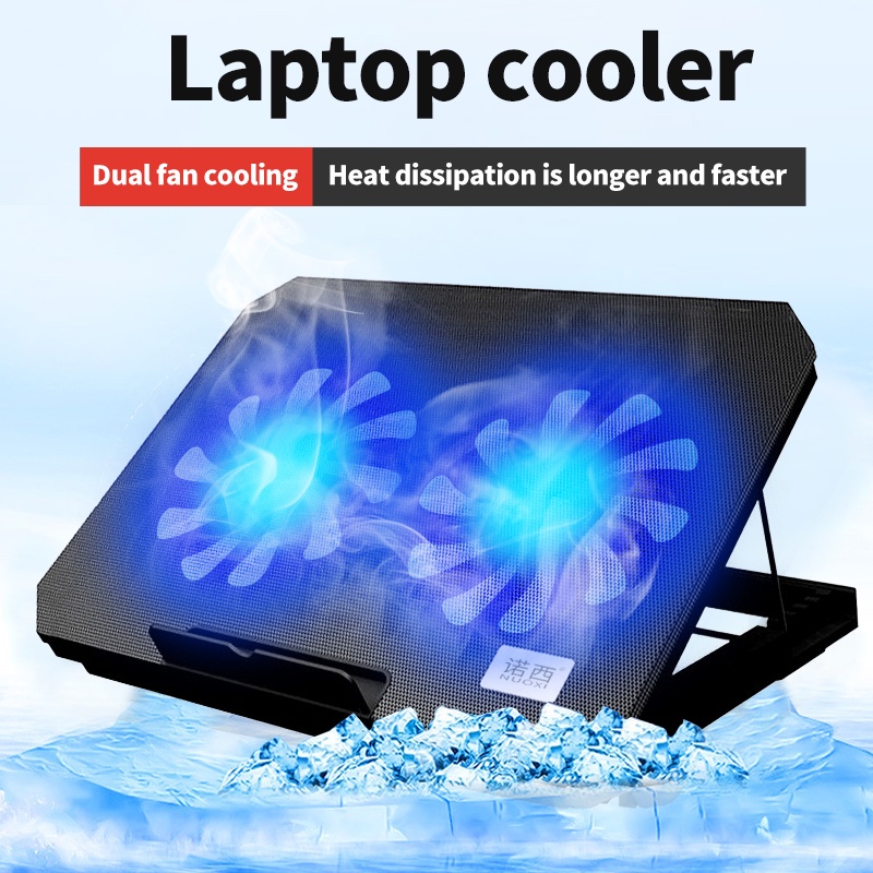 COD Cooling pad Pendingin Kipas Laptop Portable Aluminium Portable 6 Fan Adjustable Height