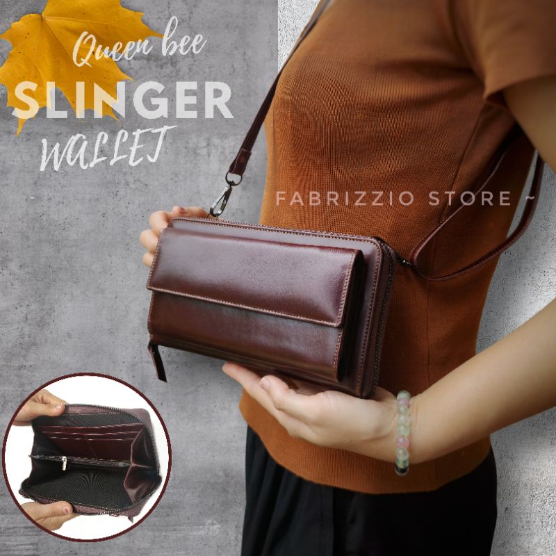 dompet selempang wanita slinger kulit asli