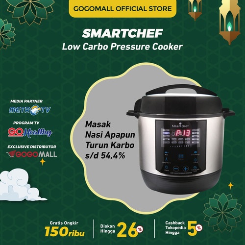 Rice Cooker Smartchef - Masak Nasi Rendah Karbo 54-4% - Asli Gogomall