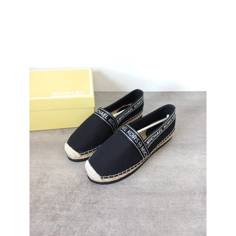 SEPATU WANITA MK MATHILDE LOGO TAPE LINEN BLEND ESPADRILLE FLAT SHOES